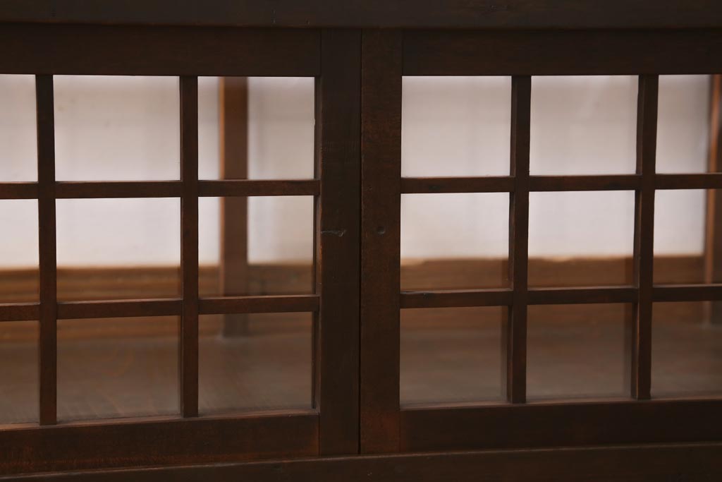 アンティーク家具　大正昭和初期　格子戸が目を惹くレトロな卓上ガラスケース(ショーケース、陳列棚)(R-039133)
