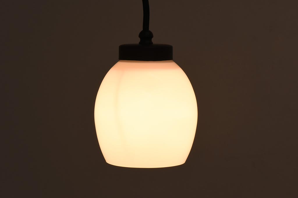 アンティーク照明　丸みのあるフォルムが愛らしいペンダントライト(天井照明、電笠、吊り下げ照明)(R-039165)