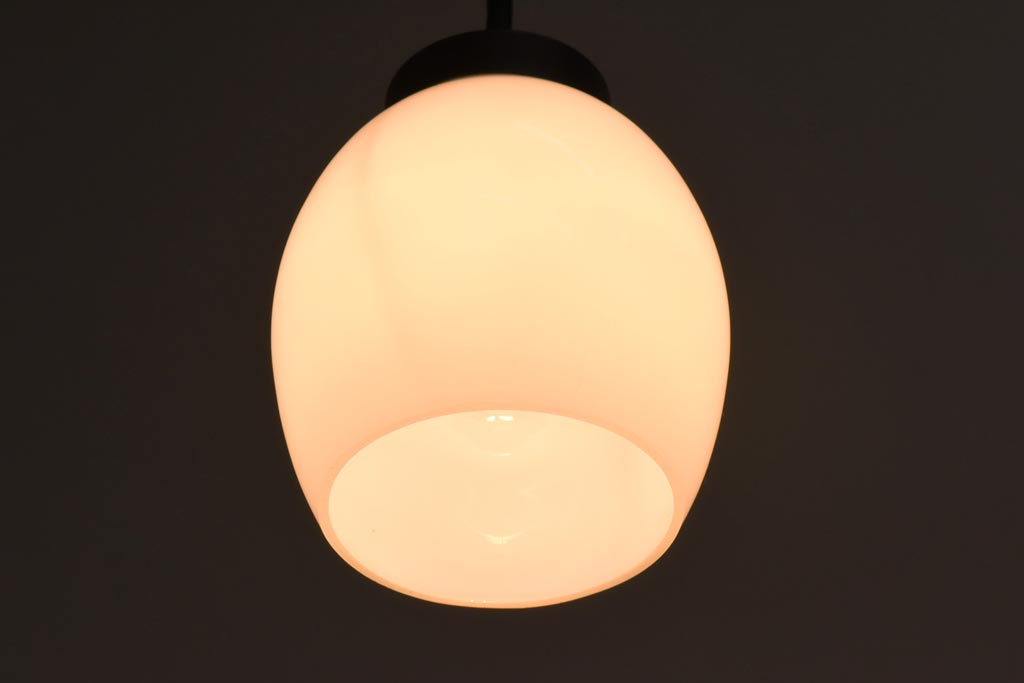 アンティーク照明　丸みのあるフォルムが愛らしいペンダントライト(天井照明、電笠、吊り下げ照明)(R-039165)