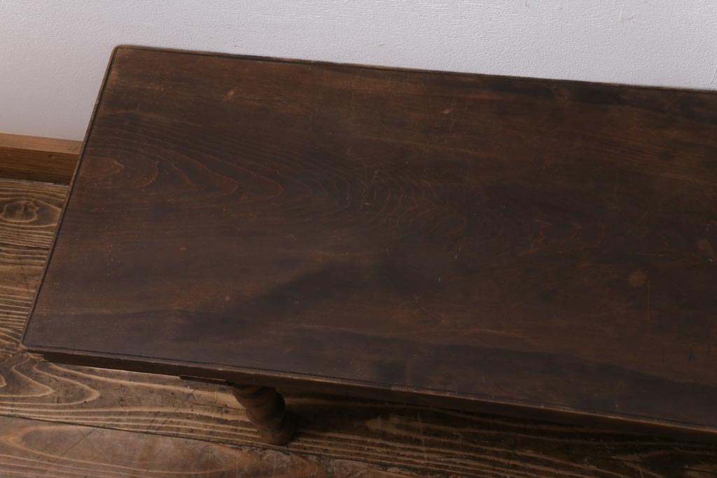 アンティーク家具　和製アンティーク　大正期　味わい深い佇まいがおしゃれな木製ローテーブル(飾り台、花台)(R-039204)