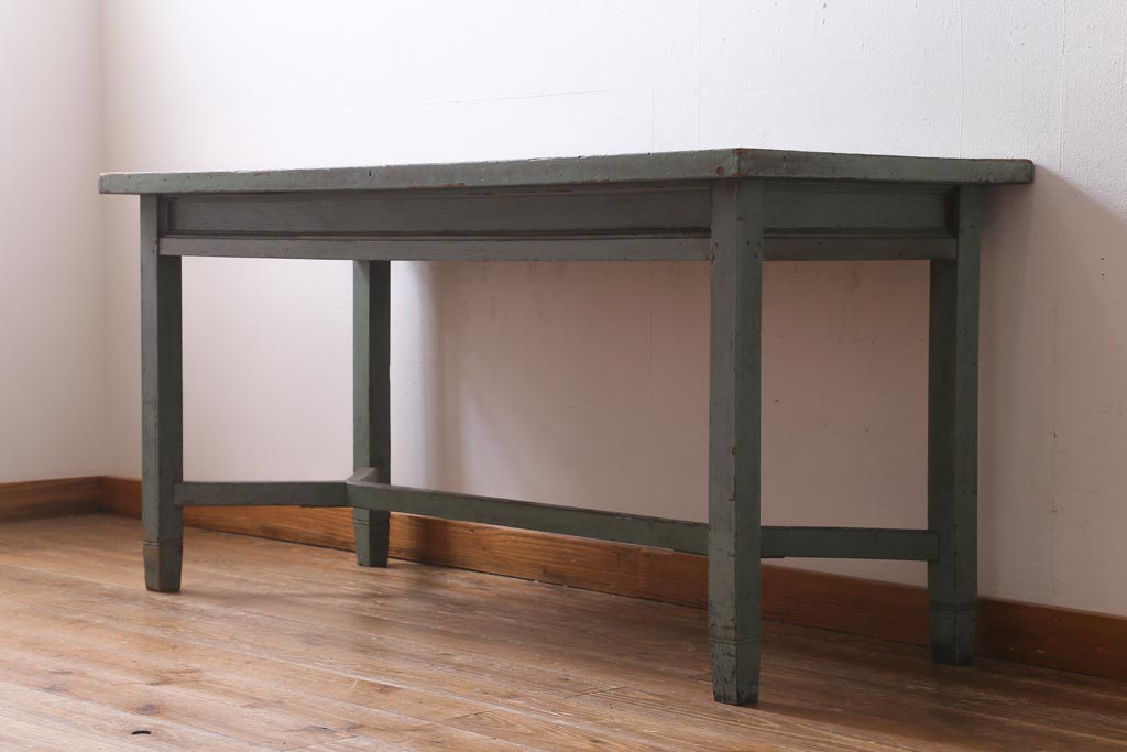 アンティーク家具　和製アンティーク　天板合板　ペイントがおしゃれな作業台(机、コンソールテーブル)(R-039206)