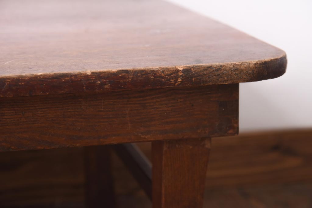 レトロ家具　和製アンティーク　昭和初期　栓材　レトロな雰囲気ただよう角ちゃぶ台(折りたたみテーブル、座卓、ローテーブル)(R-039211)