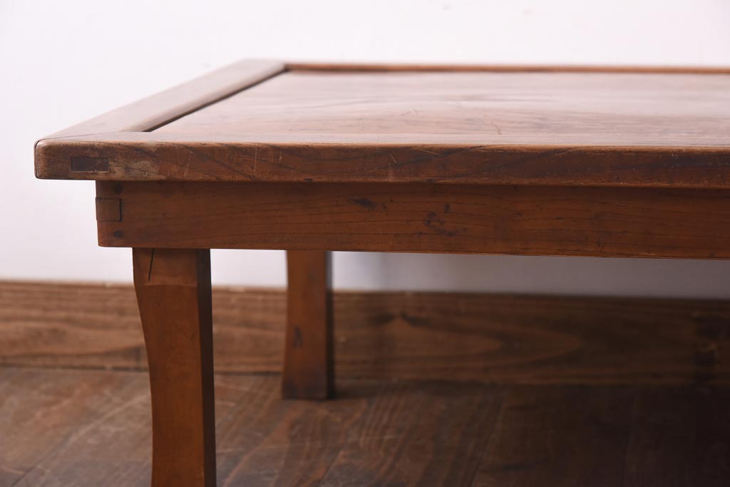 アンティーク家具　和製アンティーク　昭和初期　味わい深い和の空間を演出する角ちゃぶ台(折りたたみテーブル、座卓、ローテーブル)(R-039212)
