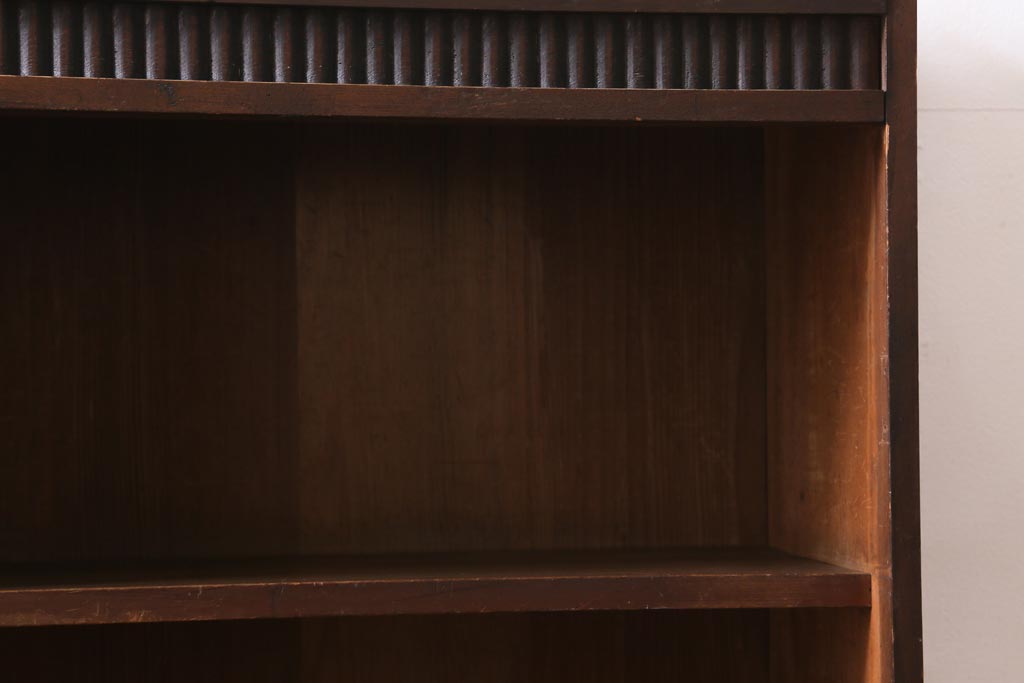 アンティーク家具　和製アンティーク　大正期　月見うさぎが愛らしい本棚(収納棚、ブックシェルフ、ウッドシェルフ)(R-039239)