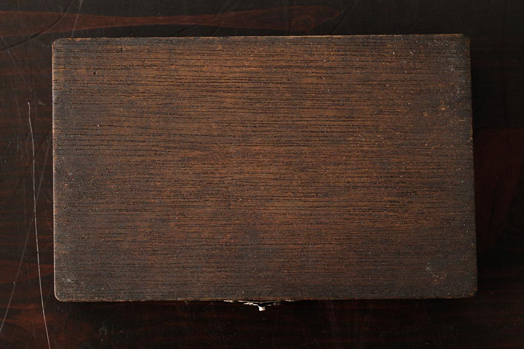 アンティーク雑貨　和製アンティーク　昭和初期　古びた木の味わいが魅力的な小物収納箱(木箱、小箱)(R-039269)