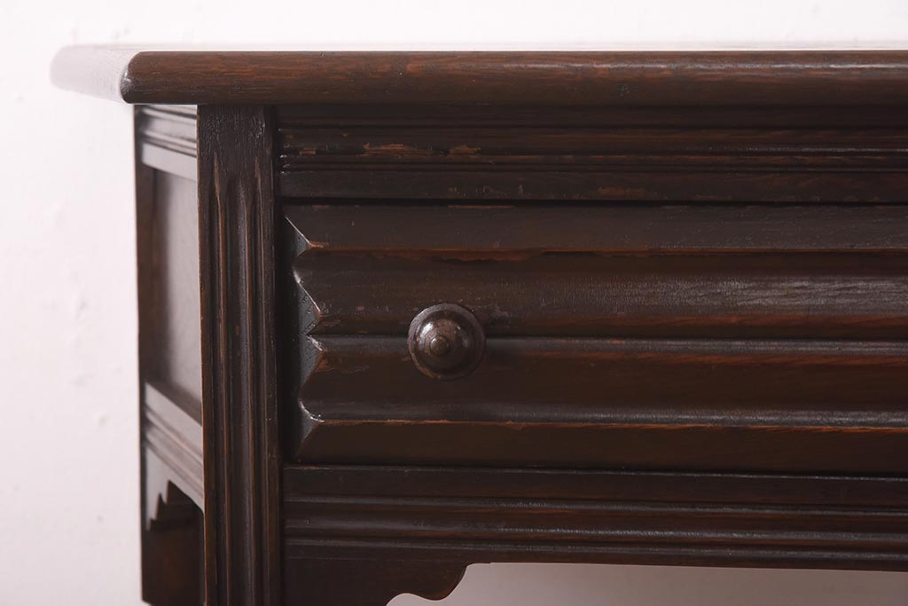 ヴィンテージ家具　イギリスビンテージ　壁に華を添える引き出し付きコンソールテーブル(サイドテーブル)(R-039293)
