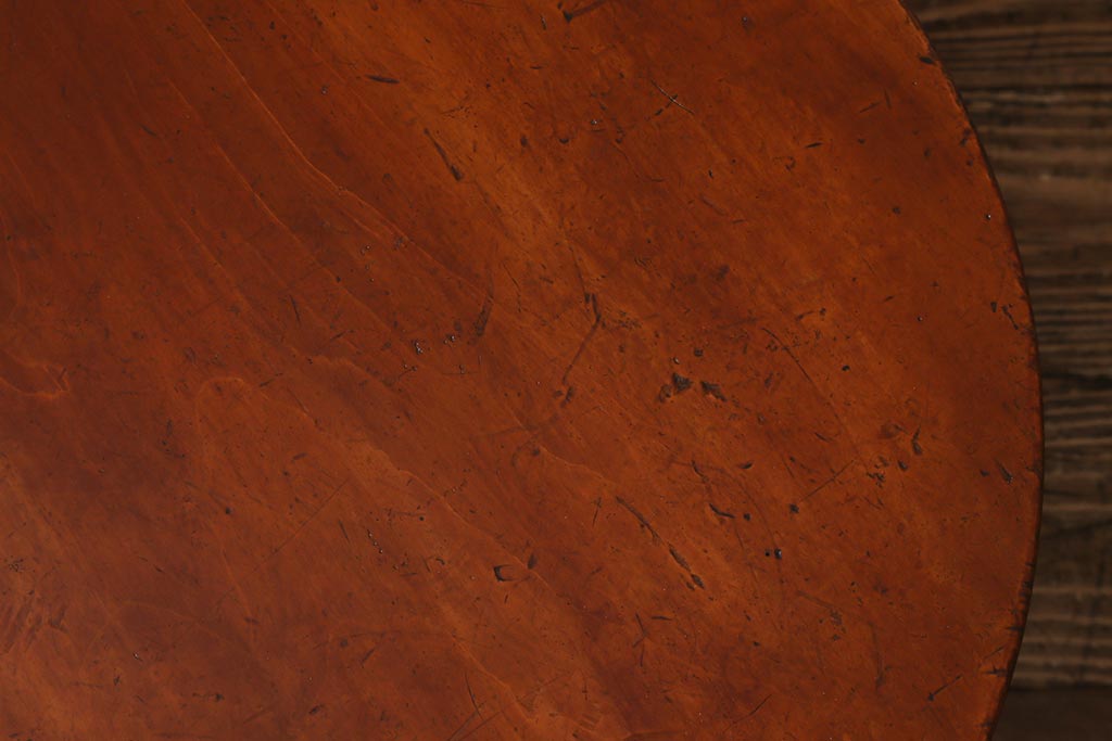 アンティーク家具　大正昭和初期　小振りなサイズが可愛らしい丸ちゃぶ台(座卓、ローテーブル、サイドテーブル)(R-039329)