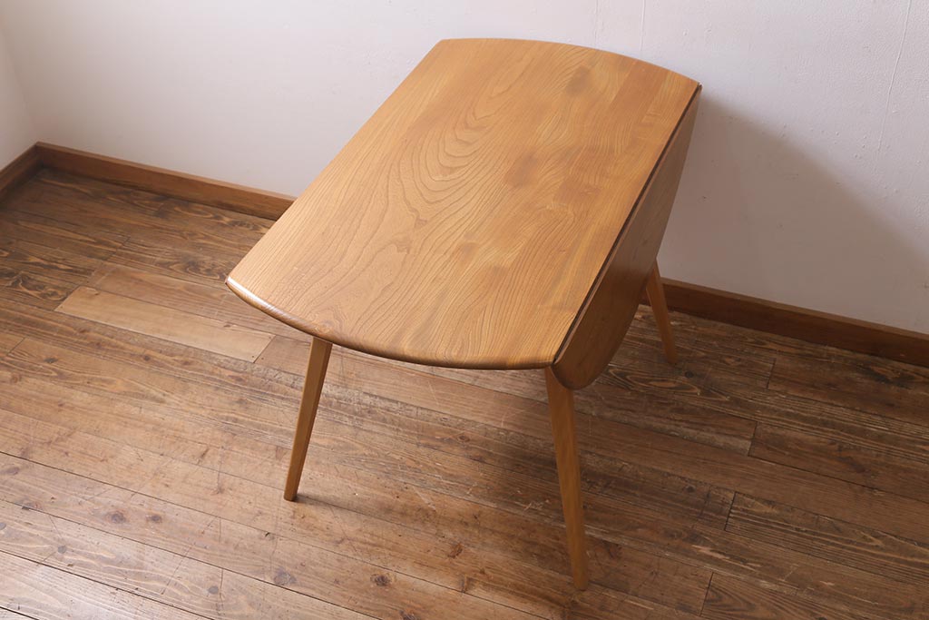 ヴィンテージ家具　イギリスビンテージ　ERCOL(アーコール)　スタイリッシュなデザインが目をひくバタフライテーブル(ドロップリーフテーブル、ダイニングテーブル)(R-039349)
