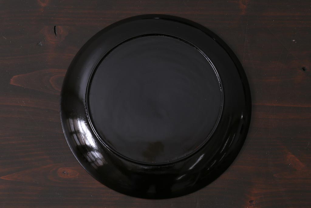アンティーク雑貨　和製アンティーク　桔梗鳥蒔絵木製菓子皿5枚セット(木皿、漆器)(R-039367)