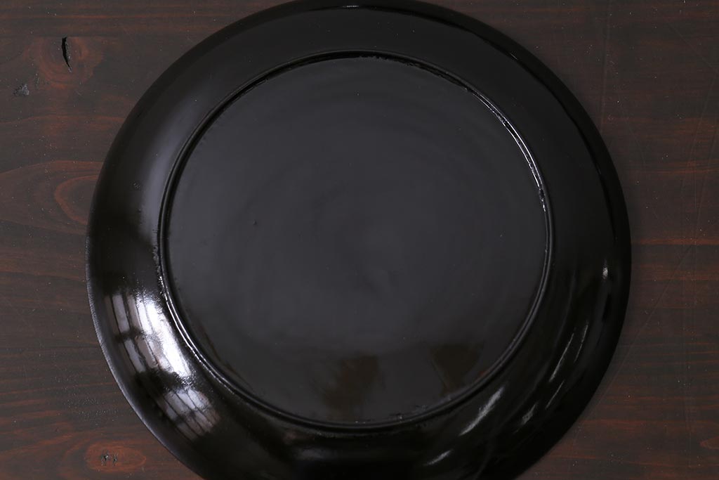 アンティーク雑貨　和製アンティーク　桔梗鳥蒔絵木製菓子皿5枚セット(木皿、漆器)(R-039367)