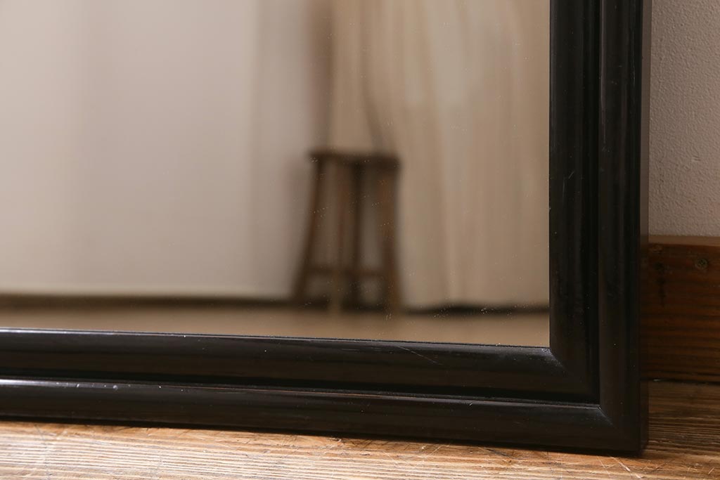 アンティーク雑貨　和製アンティーク　明治大正期　リメイク　艶やかな漆塗りが魅力的な鏡(ミラー、姿見)(R-039370)