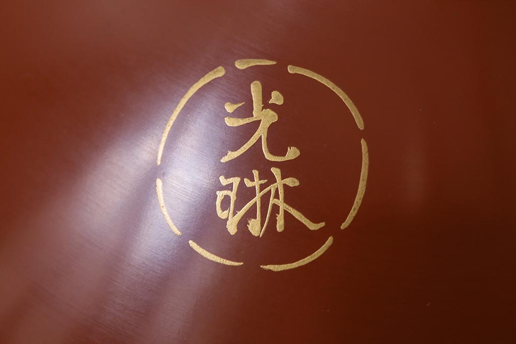 アンティーク雑貨　和製アンティーク　松蒔絵木製蓋付椀5客セット(お椀、漆器)(R-039373)