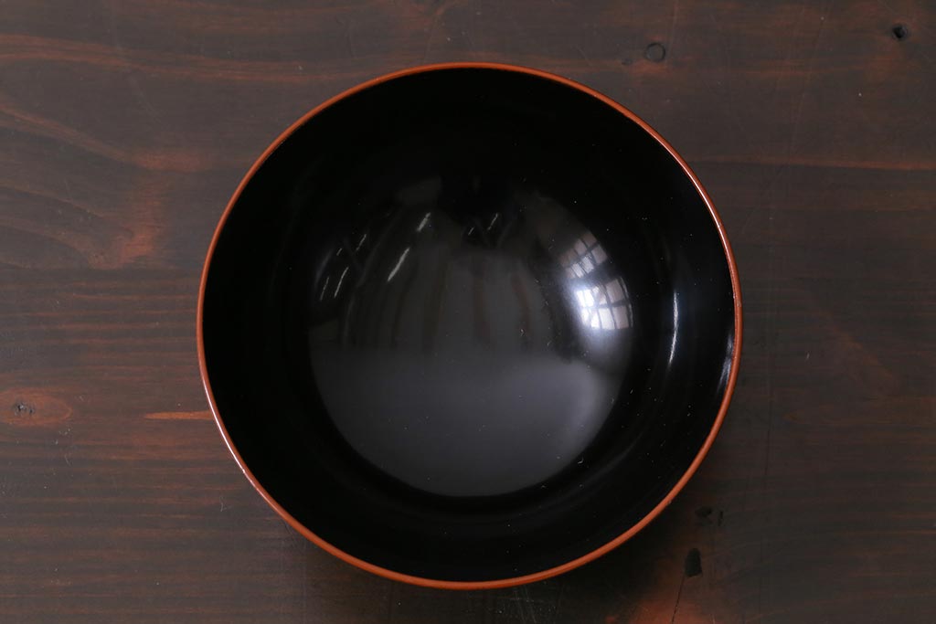 アンティーク雑貨　和製アンティーク　松蒔絵木製蓋付椀5客セット(お椀、漆器)(R-039373)