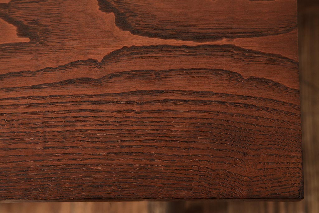 リメイク家具　和製アンティーク　昭和中期　天板栗材　バイカラーがお洒落なサイドテーブル(コンソールテーブル、飾り台、花台)(R-039404)