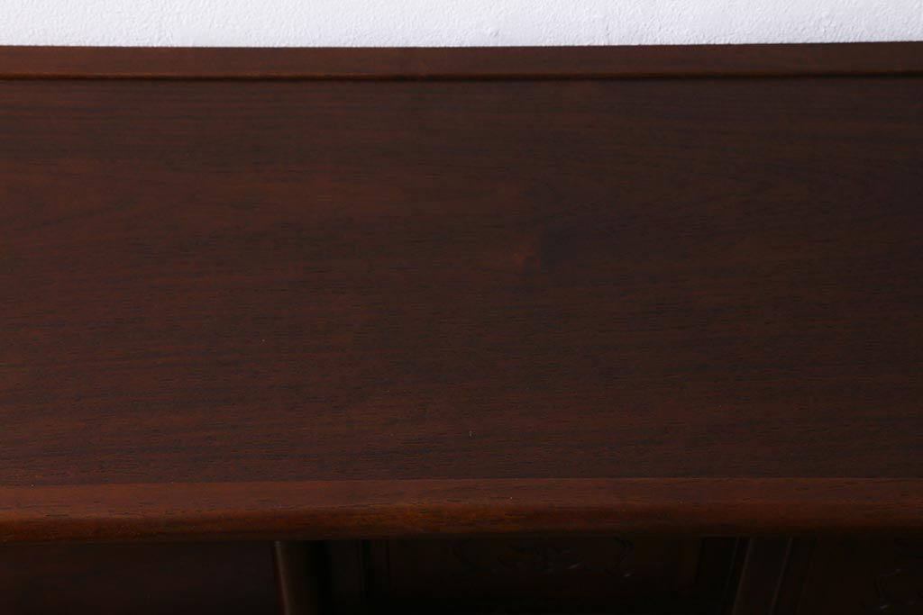 ビンテージ家具　和製ビンテージ　伝統工芸品　唐木指物　紫檀材　漆塗り　上質な和の雰囲気漂う飾り棚(茶棚、陳列棚)(R-039413)