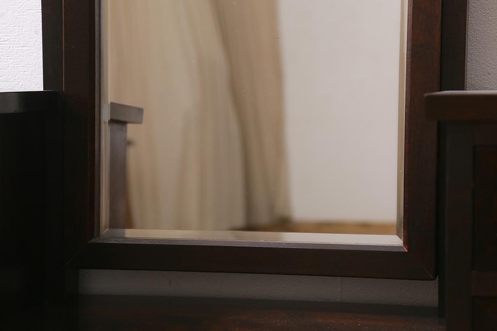 アンティーク家具　中古　松本民芸家具　M型一面鏡I　直線的なデザインが美しいドレッサー(鏡台)(定価約19万円)(R-039436)