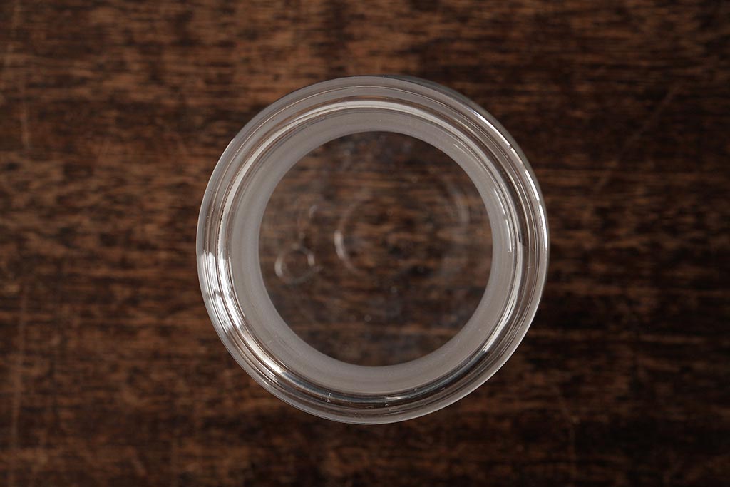 アンティーク雑貨　レトロ雑貨　アンティークボトル　小さな蓋付きガラス瓶(ガラスビン)(R-039453)