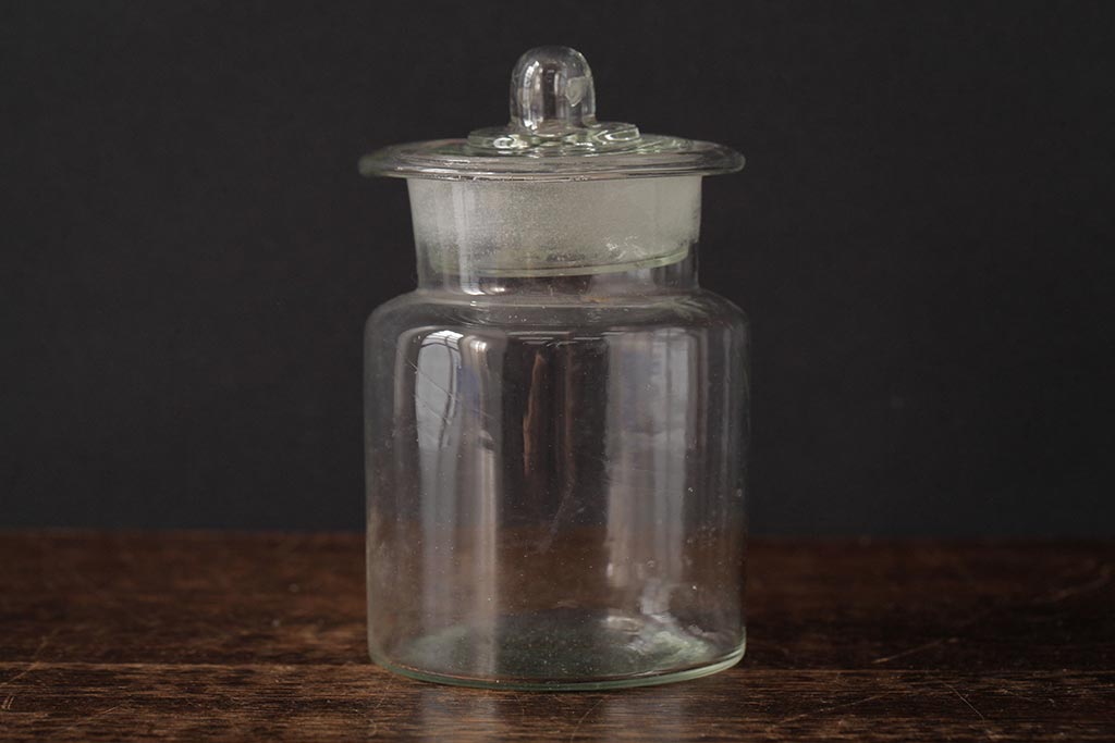 アンティーク雑貨　レトロ雑貨　アンティークボトル　小さな蓋付きガラス瓶5個セット(ガラスビン)(R-039454)
