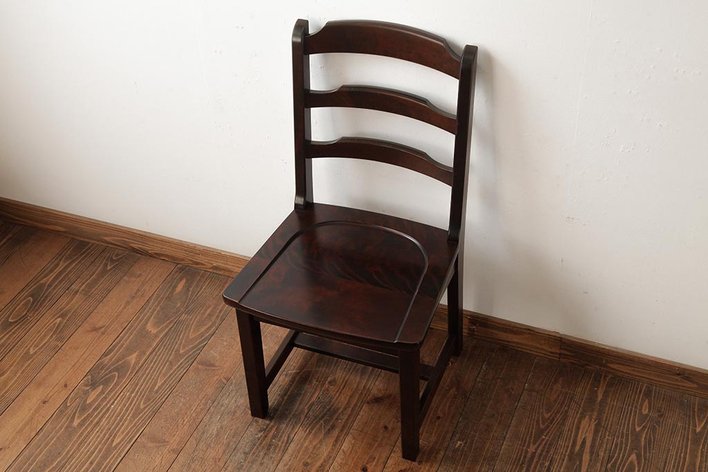 中古　北海道民芸家具　HM620　滑らかな木肌が上品なラダーバックチェア(椅子、ダイニングチェア)(R-039517)