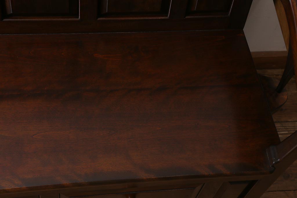中古　松本民芸家具　2人掛け　シックなデザインの羽根付ベンチ(長椅子、二人掛けベンチ)(R-039522)