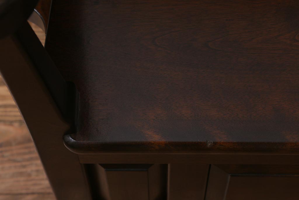 中古　松本民芸家具　2人掛け　シックなデザインの羽根付ベンチ(長椅子、二人掛けベンチ)(R-039522)