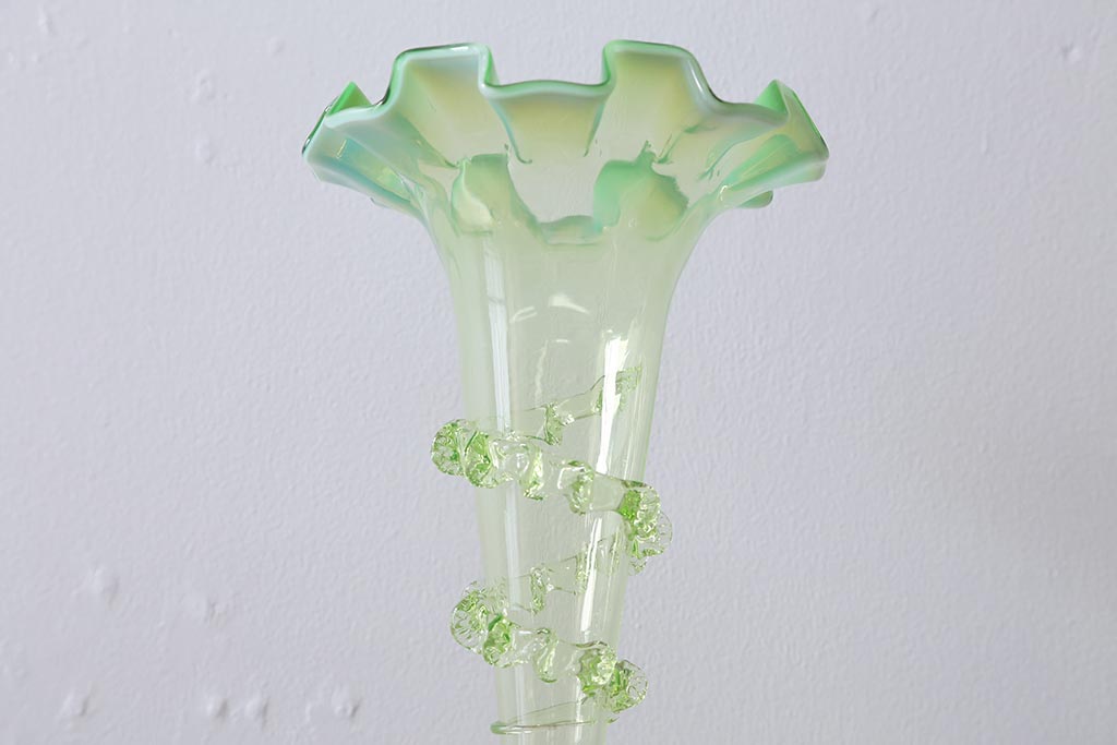 フランスアンティーク ビクトリア朝 glass Epergne ワセリン