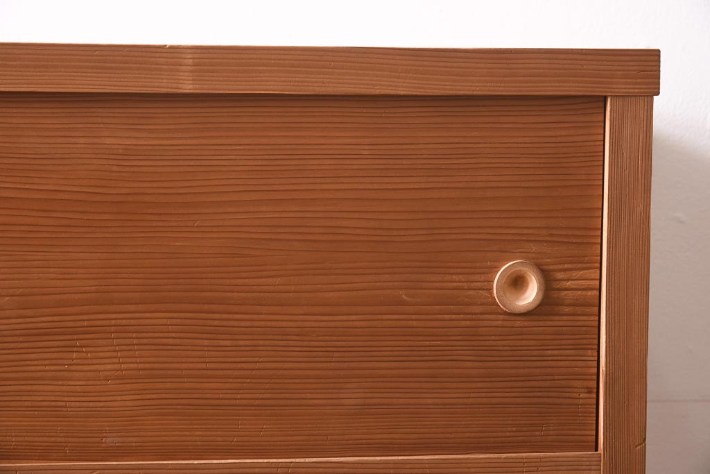 中古　民芸家具　網代引戸　柔らかな木味が上品な置水屋(茶水屋、茶道具、収納棚、引き出し)(R-039619)