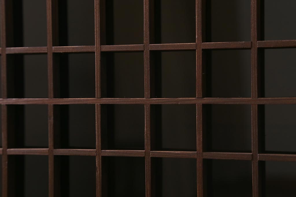 ラフジュ工房オリジナル　古建具リメイク　鉄脚付き　上品な組子の作りが風情漂う戸棚(書院戸、収納棚)(R-039684)
