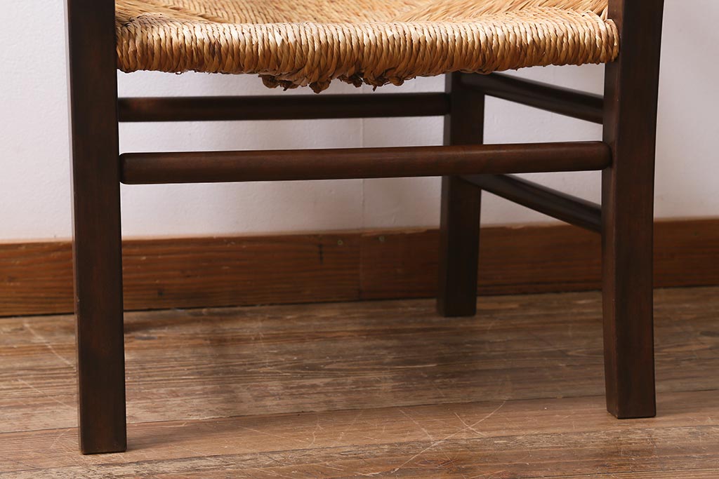 中古　松本民芸家具　SP型ラッシアームチェア　お洒落なラッシ座面が魅力のチェア(ラッシチェア、椅子)(R-039695)