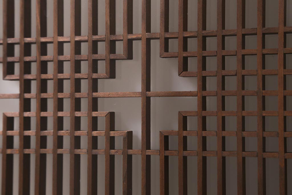 ラフジュ工房オリジナル　古建具リメイク　引き出し5杯付きの組子書院戸のキャビネット(戸棚、リビングボード)(R-039700)
