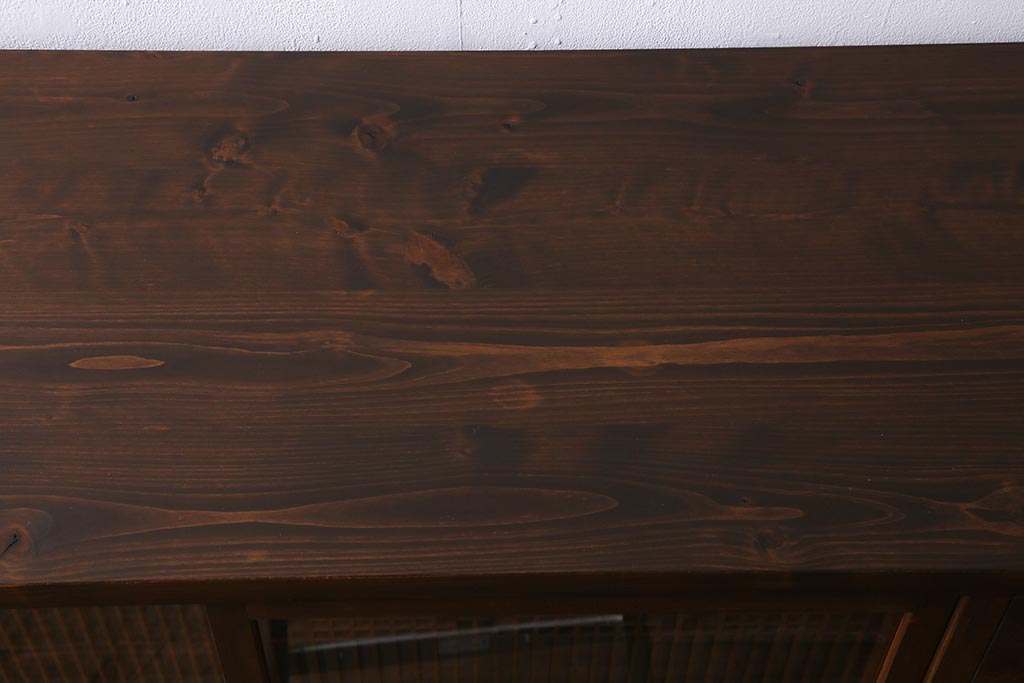 ラフジュ工房オリジナル　古建具リメイク　引き出し5杯付きの組子書院戸のキャビネット(戸棚、リビングボード)(R-039700)