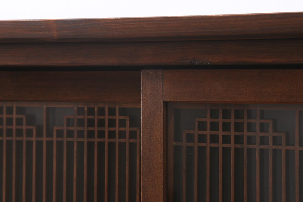 ラフジュ工房オリジナル　古建具リメイク　引き出し5杯付きの組子書院戸のキャビネット(戸棚、リビングボード)(R-039700)