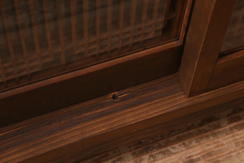 ラフジュ工房オリジナル　古建具リメイク　引き出し5杯付きの組子書院戸のキャビネット(戸棚、リビングボード)(R-039700)