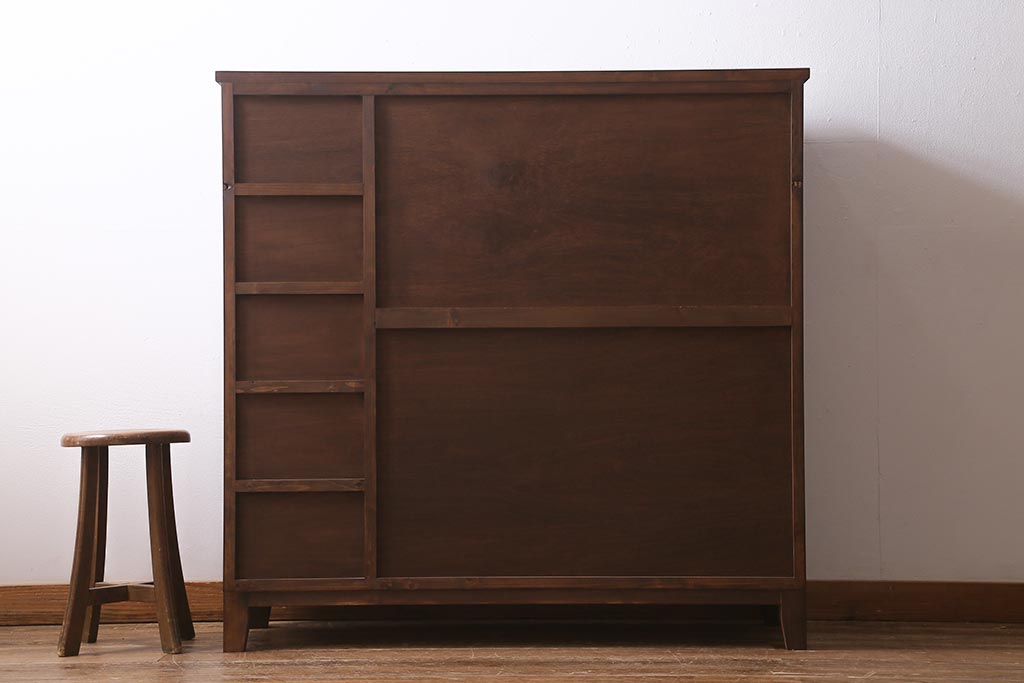 ラフジュ工房オリジナル　古建具リメイク　引き出し5杯付きの組子書院戸のキャビネット(戸棚、リビングボード)(R-039700)