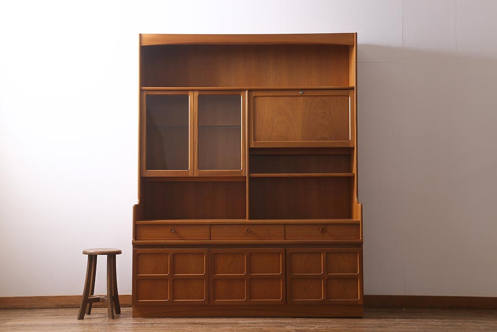 キャビネット ライティングキャビネット デニッシュデザイン チーク材 北欧 ビンテージ ホーム ビンテージ家具 安し おしゃれ クリーニング済 堺市  石津【ジャングルジャングルサカイ石津店】