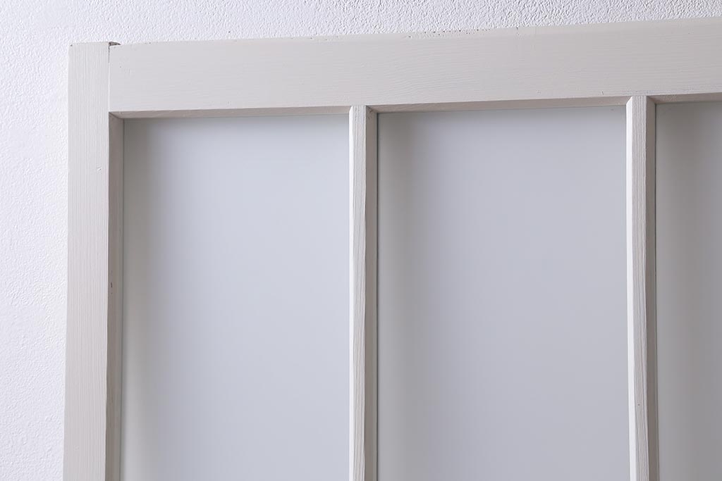 アンティーク建具　和製アンティーク　昭和初期　ペイント　アンティークホワイト　フレンチシックなガラス戸1枚(引き戸、建具)(R-039728)