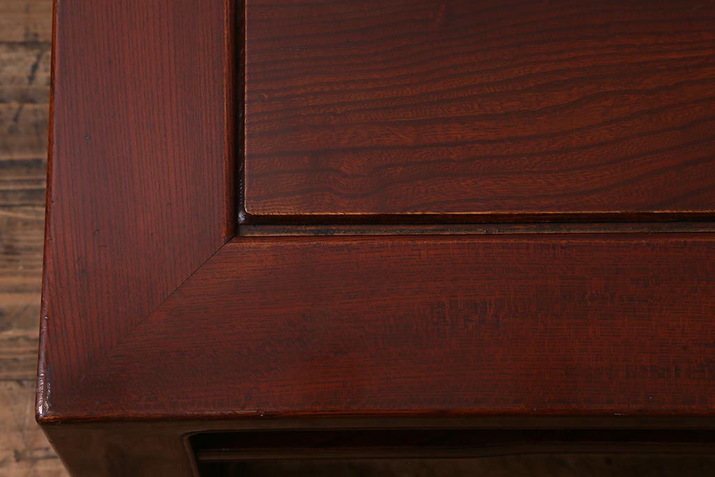 アンティーク家具　総ケヤキ材　漆塗り　美しい杢目が魅力の高級感溢れる座卓(ローテーブル)(R-039745)