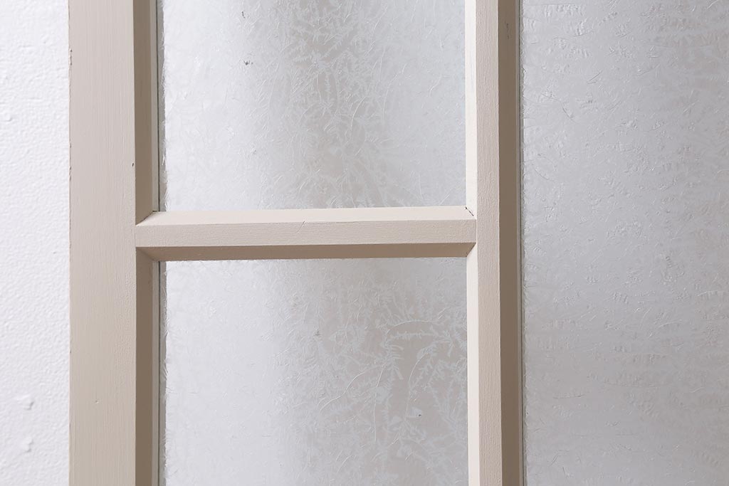 アンティーク建具　当店オリジナルガラス　桟のデザインがおしゃれなペイントガラス戸(引き戸)(R-039754)