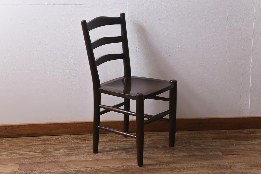 中古　松本民芸家具　シックな空間におすすめのラダーバックチェア(ダイニングチェア、椅子)(R-039806)