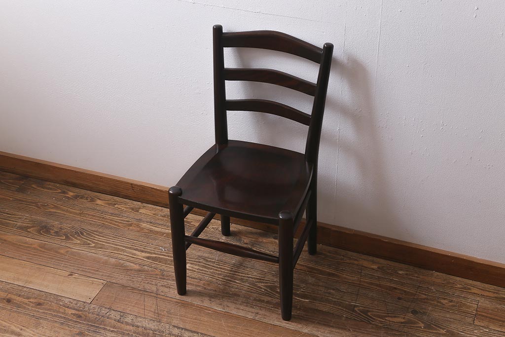 中古　松本民芸家具　シックな空間におすすめのラダーバックチェア(ダイニングチェア、椅子)(R-039806)
