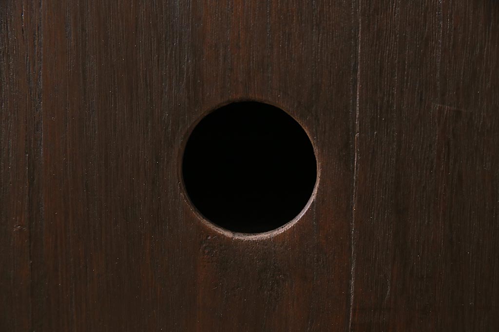 アンティーク家具　明治期　リメイク　総桐材　フラップダウン扉が便利な脚付きローボード(テレビ台、テレビボード、収納棚)(R-039849)