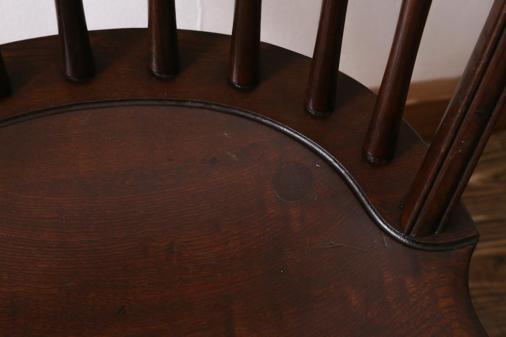 中古　松本民芸家具　ケヤキ材　上品でクラシカルな雰囲気漂うループバックチェアI(ダイニングチェア、椅子、板座チェア)(R-039875)