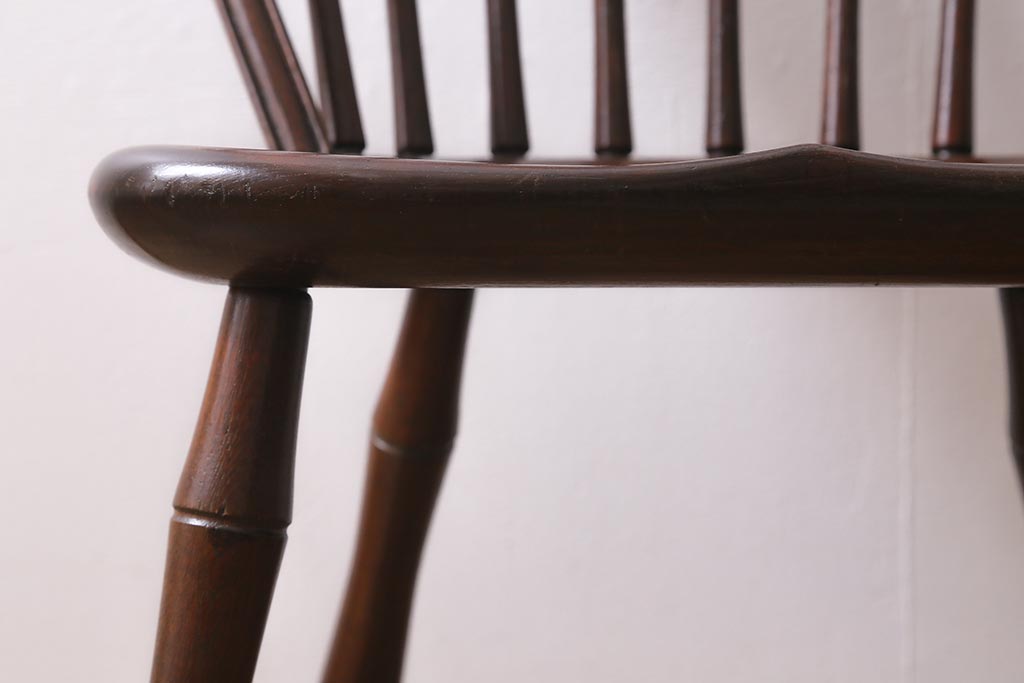 中古　松本民芸家具　ケヤキ材　上品でクラシカルな雰囲気漂うループバックチェアI(ダイニングチェア、椅子、板座チェア)(R-039875)