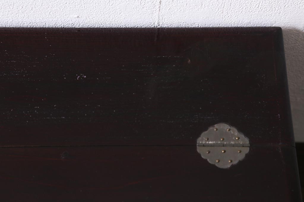 アンティーク雑貨　和製アンティーク　昭和初期　独特の杢目が存在感のある裁縫箱(ソーイングボックス、小引き出し)(R-039879)