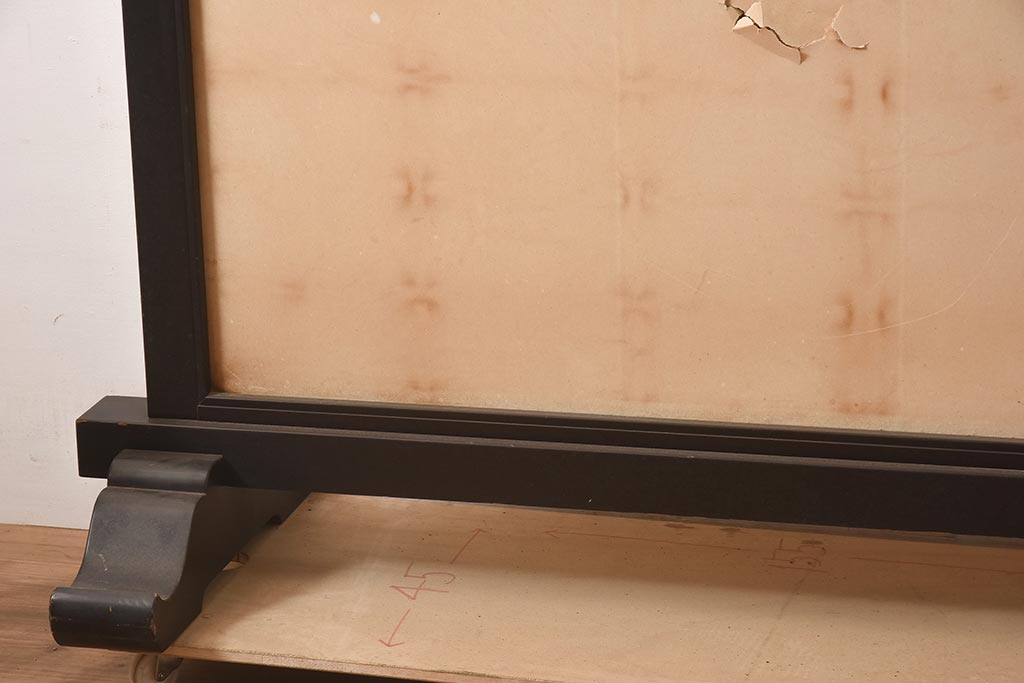 アンティーク家具　昭和中期　漆塗り　和の風情を演出する大振りなサイズの衝立(つい立て、パーテーション)(R-039890)