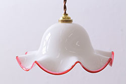 昭和レトロ　色ガラスがレトロな雰囲気を高めるビンテージオイルランプ(石油ランプ、洋燈、吊り下げランプ)(R-048727)