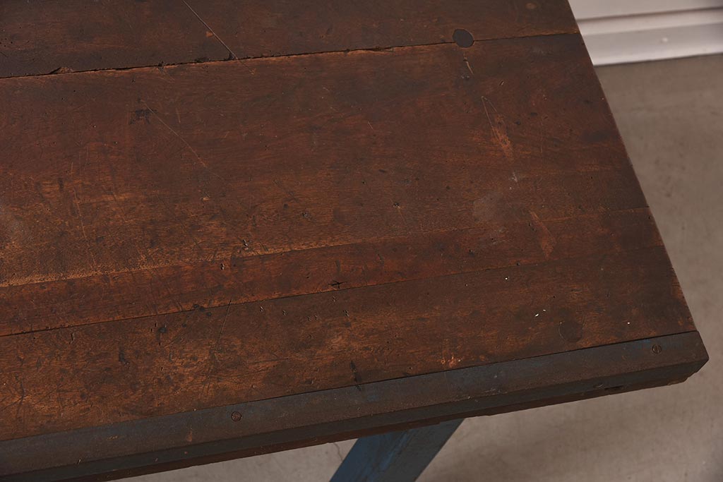 ヴィンテージ家具　アイアンフレーム　ジャンクな雰囲気が魅力の作業台(鉄脚テーブル、ビンテージ)(R-039939)