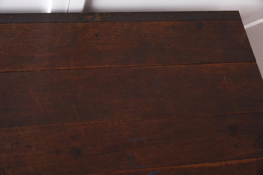 ヴィンテージ家具　アイアンフレーム　ジャンクな雰囲気が魅力の作業台(鉄脚テーブル、ビンテージ)(R-039940)