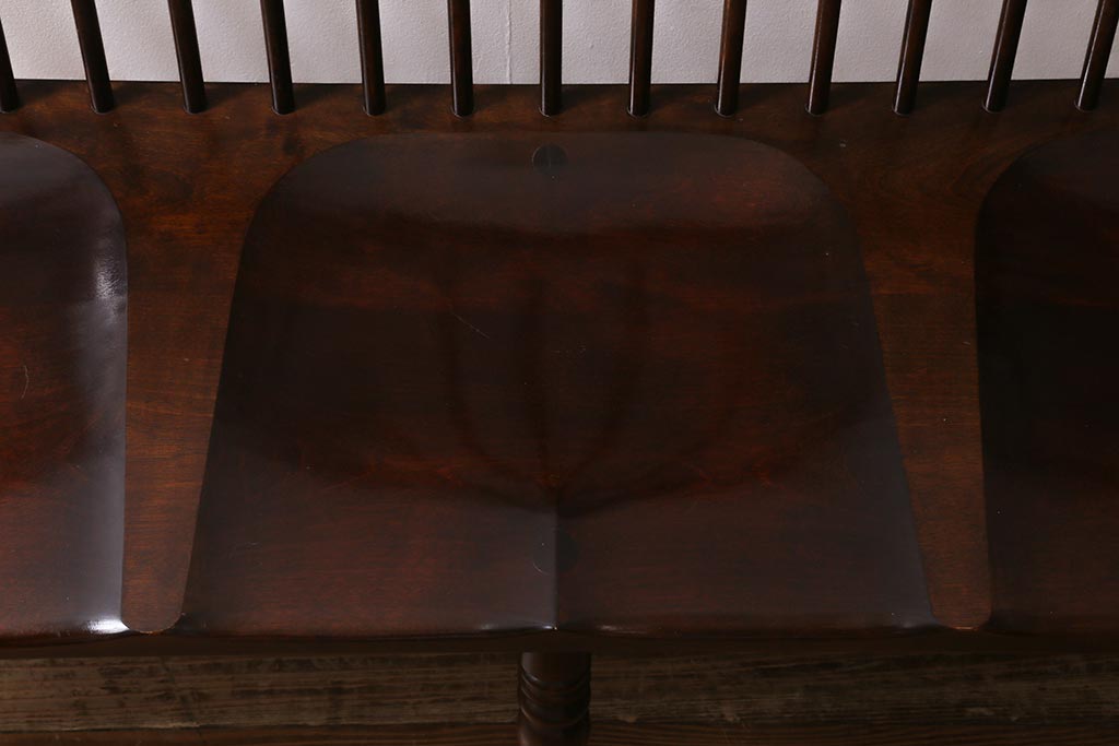 中古　松本民芸家具　#513型　3人掛け　長ウィンザーチェア(三人掛ベンチ、長椅子、ウインザーチェア)(R-039942)