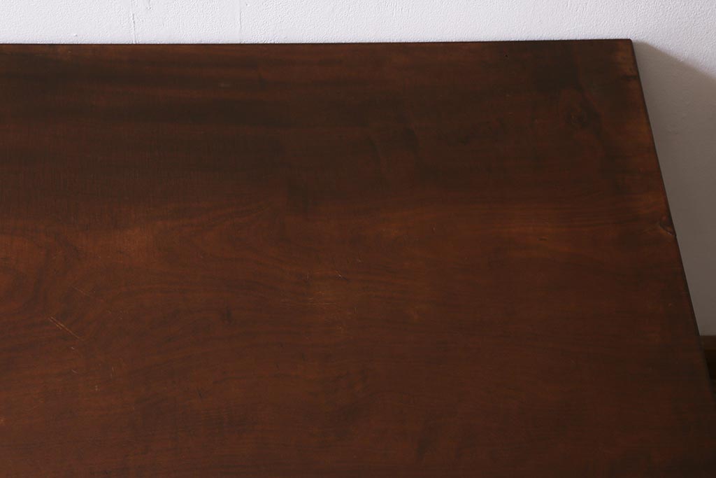 アンティーク家具　リメイク　栃の木一枚板　古材を活かした鉄脚テーブル(ダイニングテーブル、カフェテーブル、作業台)(R-039975)